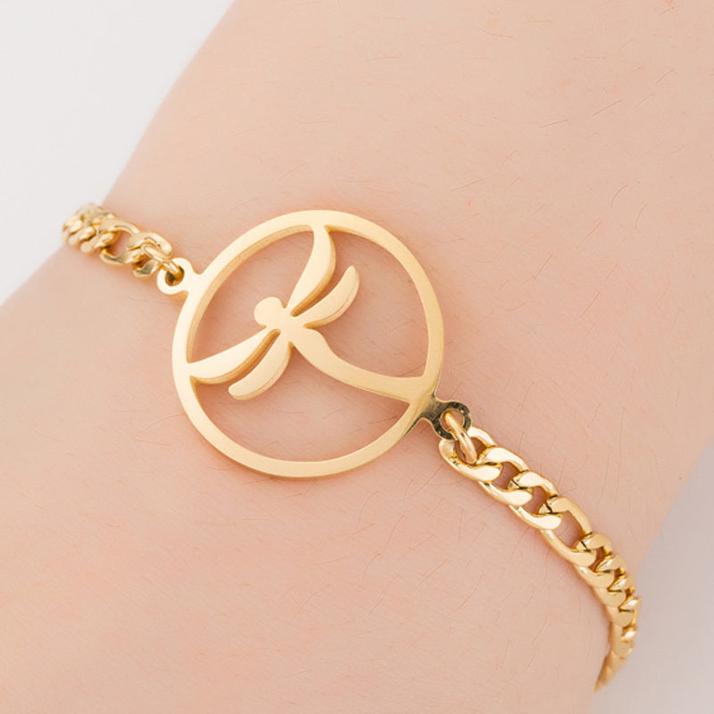 **Bracelet femme en acier inoxydable or, éléphant origami porte-bonheur**.