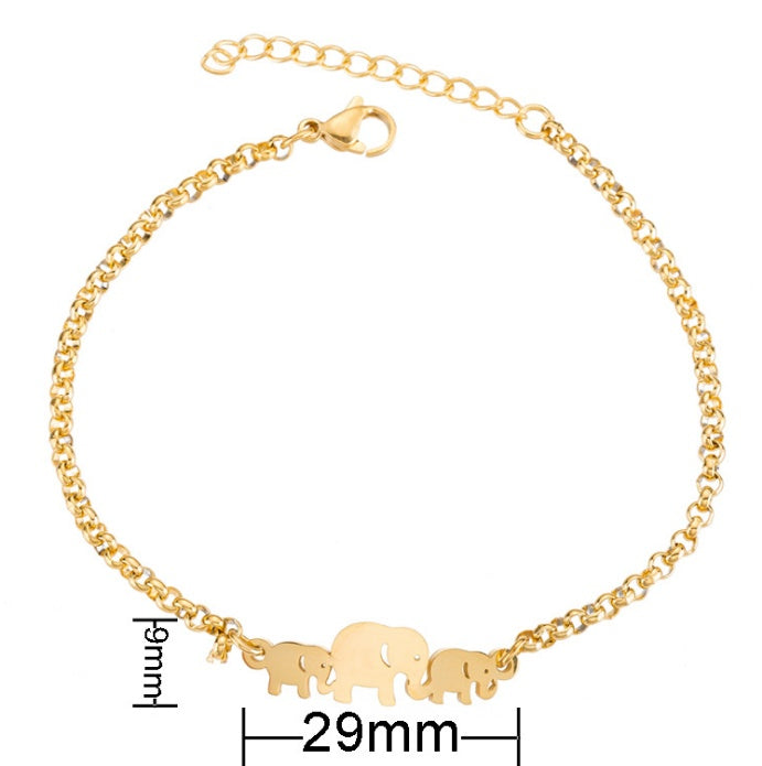 **Bracelet femme en acier inoxydable or, éléphant origami porte-bonheur**.