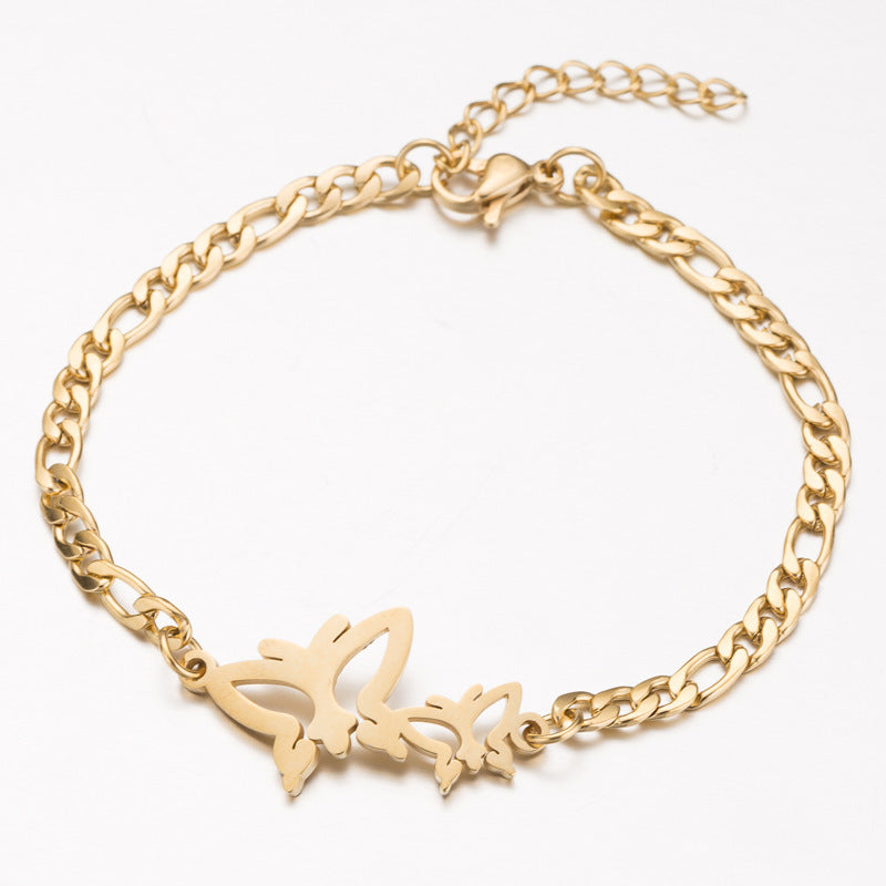 **Bracelet femme en acier inoxydable or, éléphant origami porte-bonheur**.