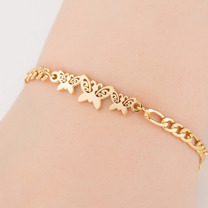 **Bracelet femme en acier inoxydable or, éléphant origami porte-bonheur**.