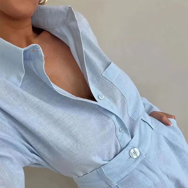 Ensemble Femme 2 Pièces – Chemise Longue & Short – Élégant Décontracté Été 2025