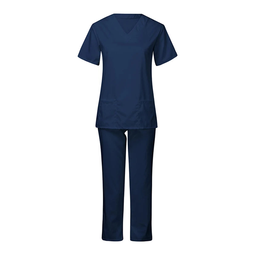 Uniforme Médical Femme 2 Pièces Bleu Foncé – Haut Manches Courtes + Pantalon
