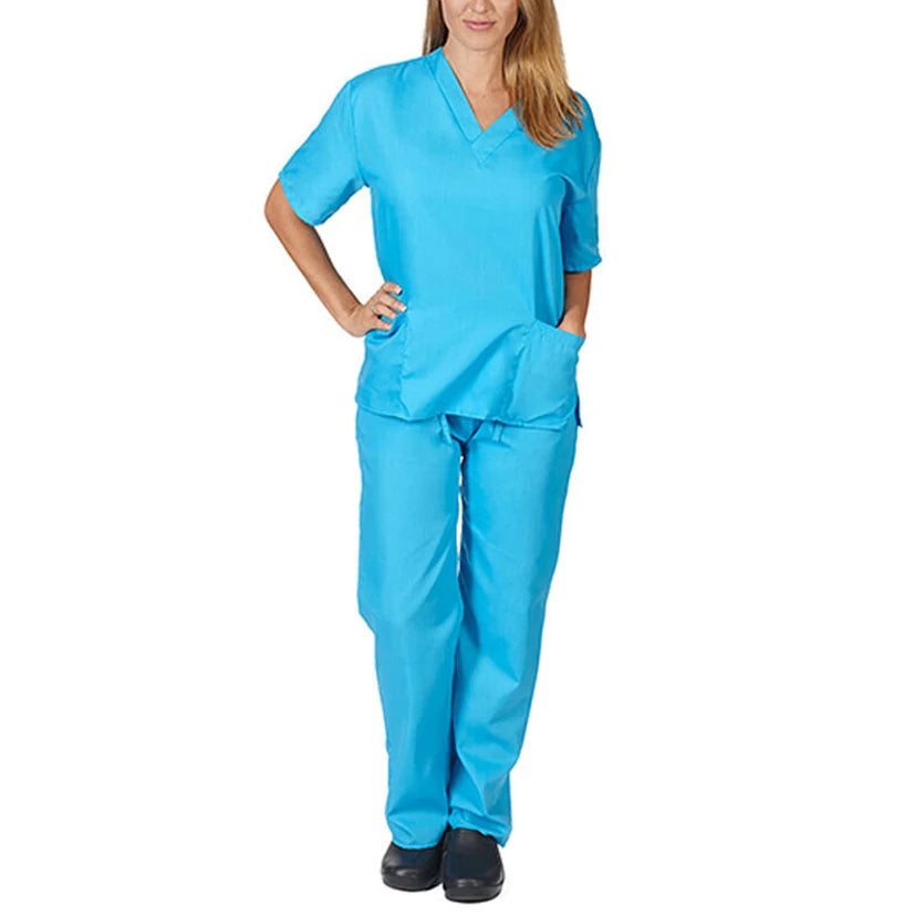 Uniforme Médical Femme 2 Pièces Bleu Foncé – Haut Manches Courtes + Pantalon