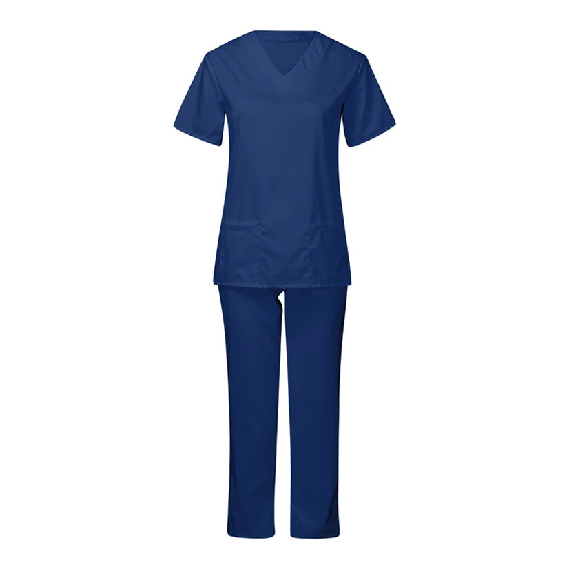 Uniforme Médical Femme 2 Pièces Bleu Foncé – Haut Manches Courtes + Pantalon