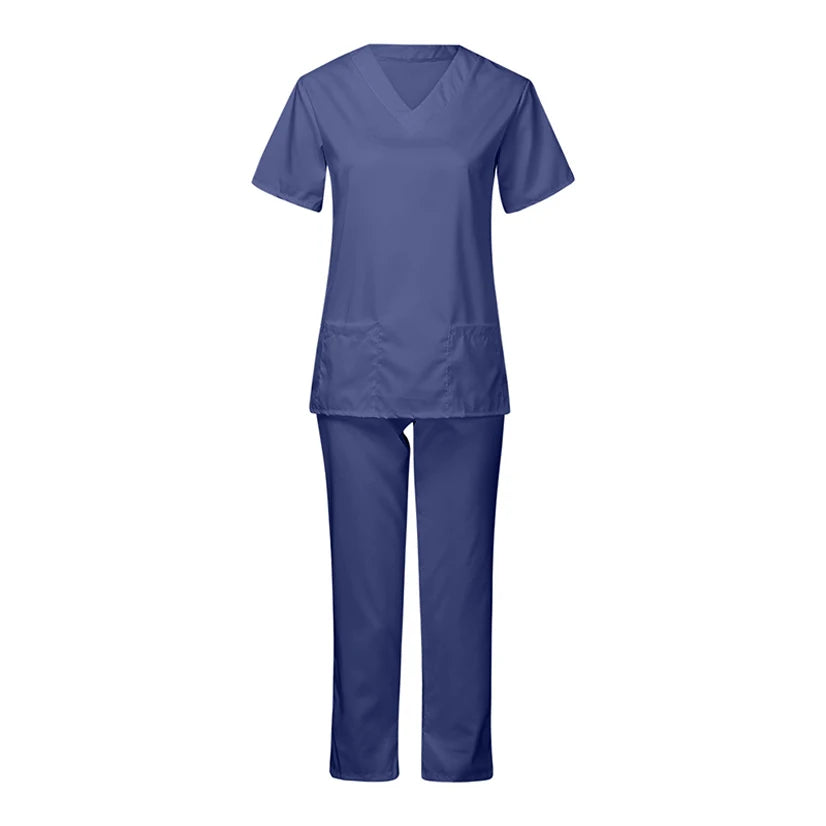 Uniforme Médical Femme 2 Pièces Bleu Foncé – Haut Manches Courtes + Pantalon