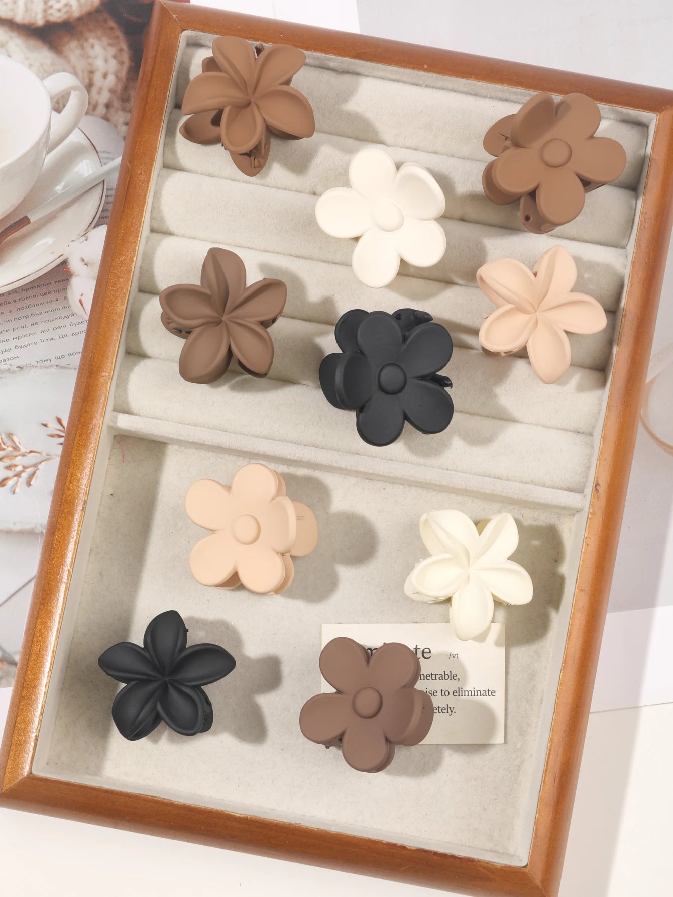 Lot de 5 petites pinces à cheveux fleuries mat pour femmes et filles – Clips à mâchoire antidérapants pour cheveux fins