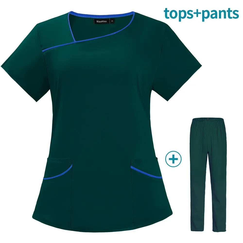 Blouse médicale femme 2025 – manches courtes, séchage rapide, multicolore