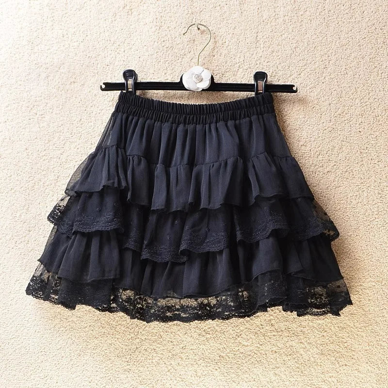 Mini jupe tutu gothique noire en tulle élastique, style sexy soirée.