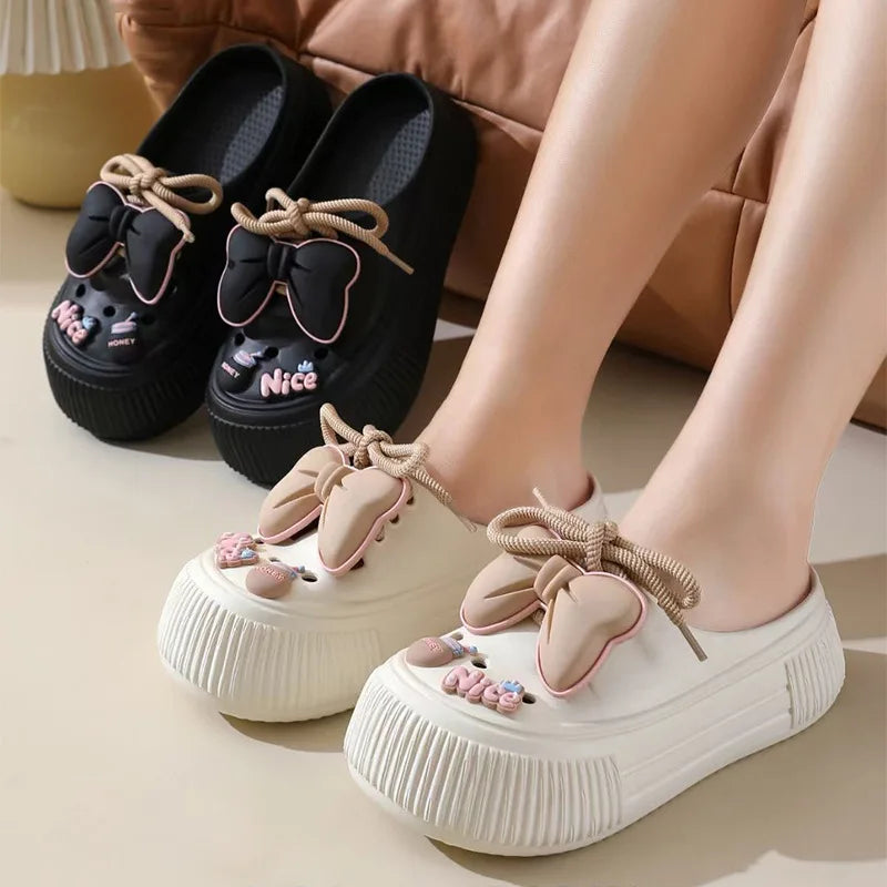 New Sandals DIY Platform Sandals for Women 2024 Summer Thick Sole Beach Sandals Woman Flowers Non Slip EVA Clogs Garden Shoes
