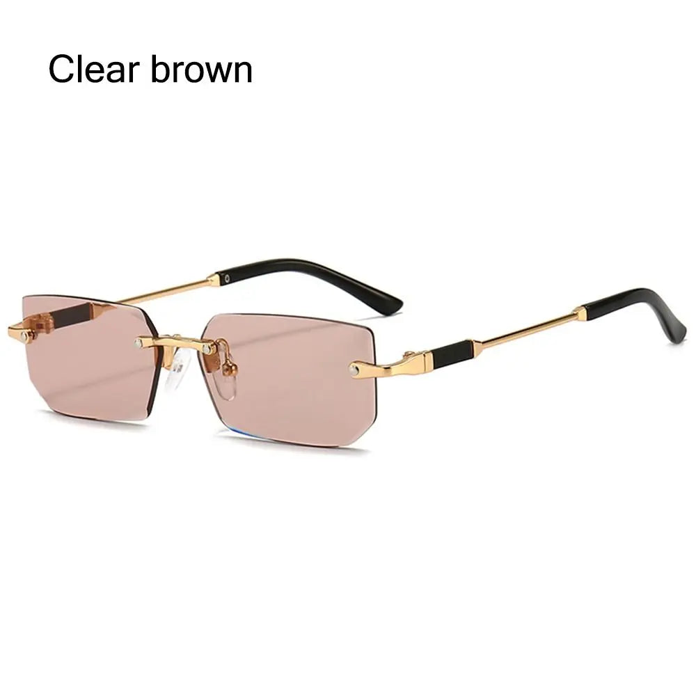 Lunettes de soleil UV400 sans monture rectangulaires - Style Y2K, lunettes de soleil sans contour pour femmes et hommes