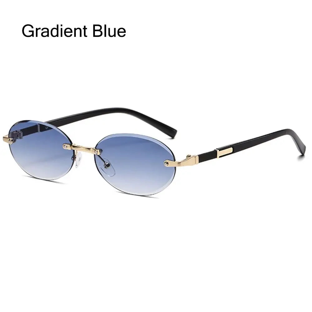 Lunettes de soleil UV400 sans monture rectangulaires - Style Y2K, lunettes de soleil sans contour pour femmes et hommes