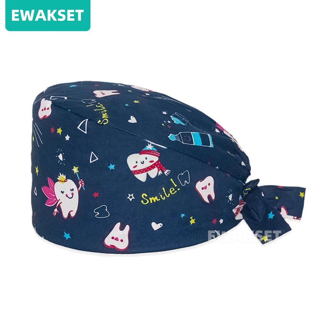 bonnet chirurgical réglable imprimé – mixte, multicolore, coton