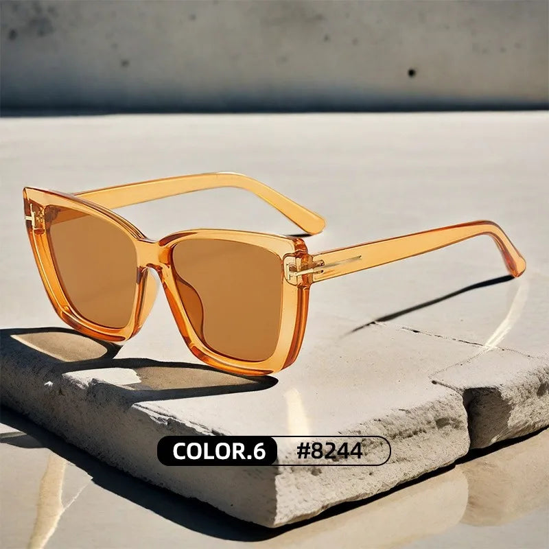 Lunettes de soleil œil-de-chat pour femme – Design de marque, style vintage 2024, haute qualité, monture large, tendance et élégante."