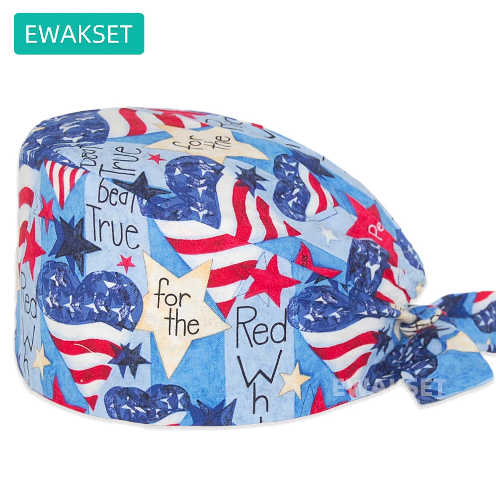 bonnet chirurgical réglable imprimé – mixte, multicolore, coton