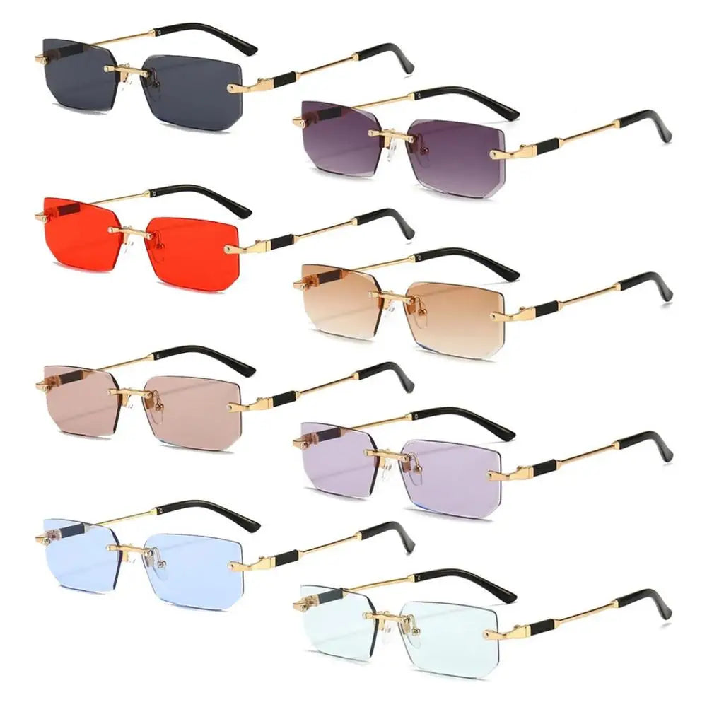 Lunettes de soleil UV400 sans monture rectangulaires - Style Y2K, lunettes de soleil sans contour pour femmes et hommes