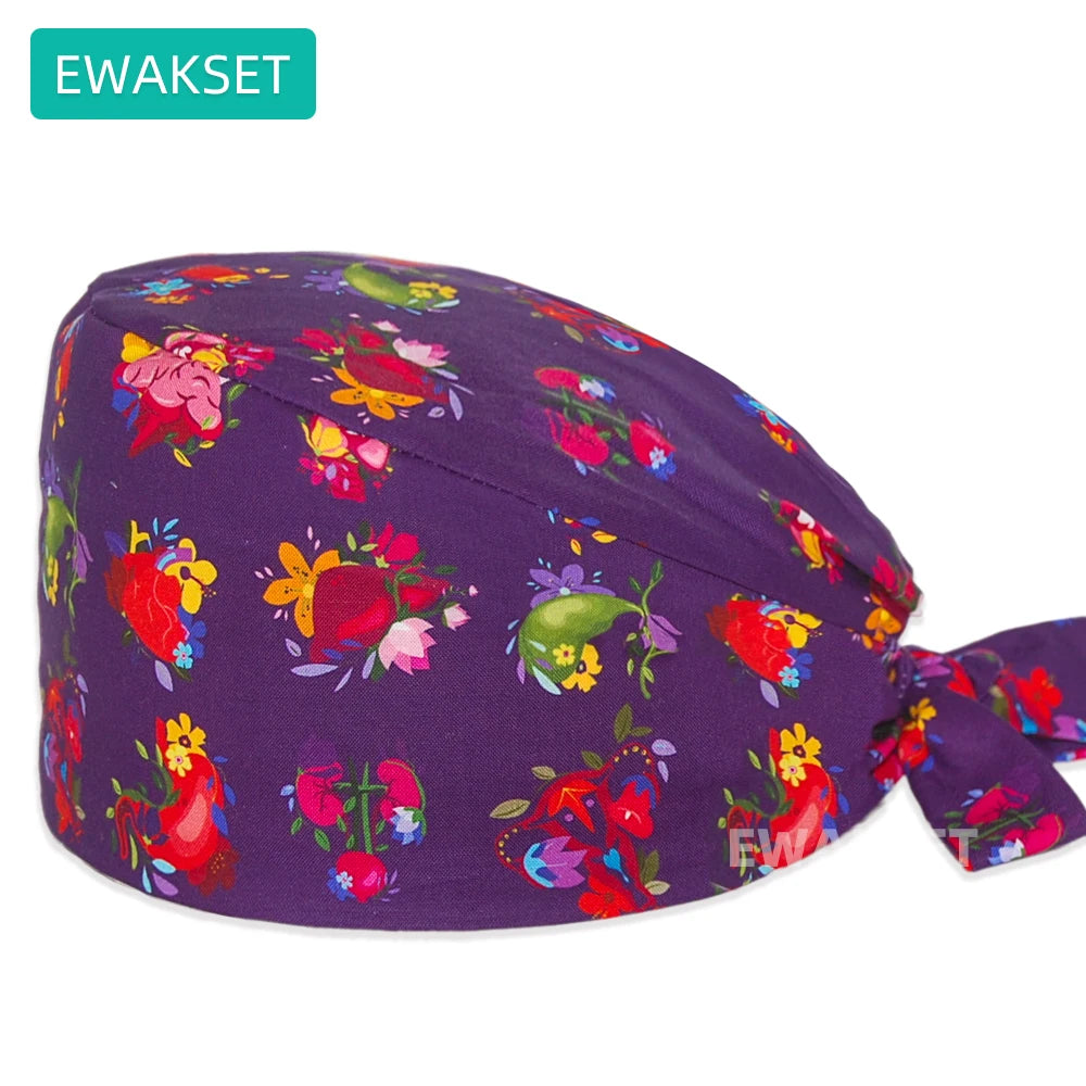 bonnet chirurgical réglable imprimé – mixte, multicolore, coton