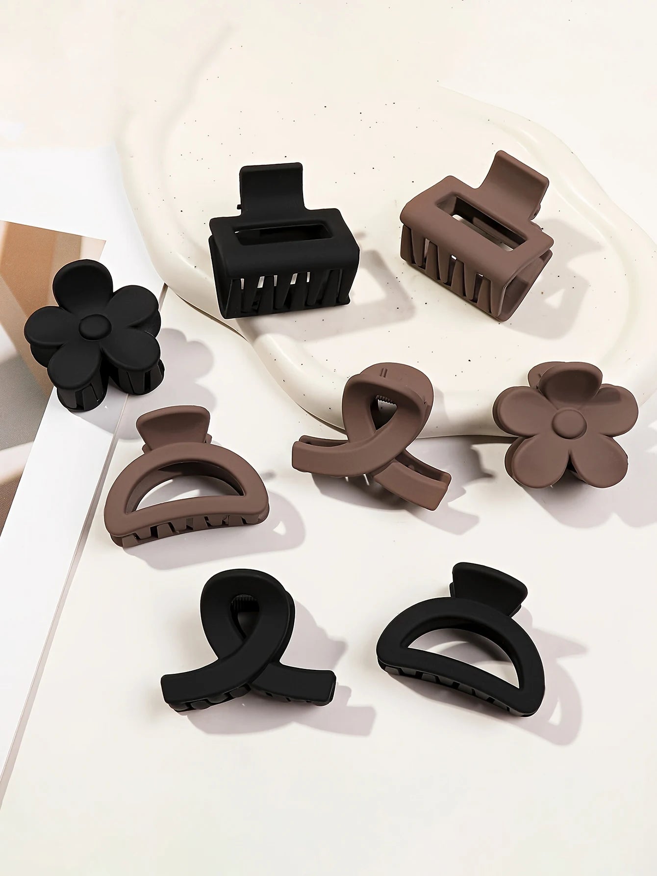 Lot de 5 petites pinces à cheveux fleuries mat pour femmes et filles – Clips à mâchoire antidérapants pour cheveux fins