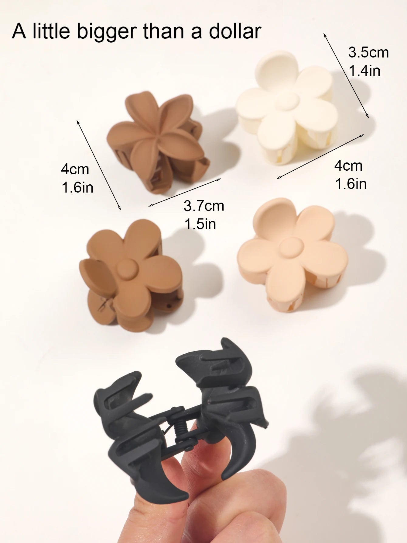 Lot de 5 petites pinces à cheveux fleuries mat pour femmes et filles – Clips à mâchoire antidérapants pour cheveux fins