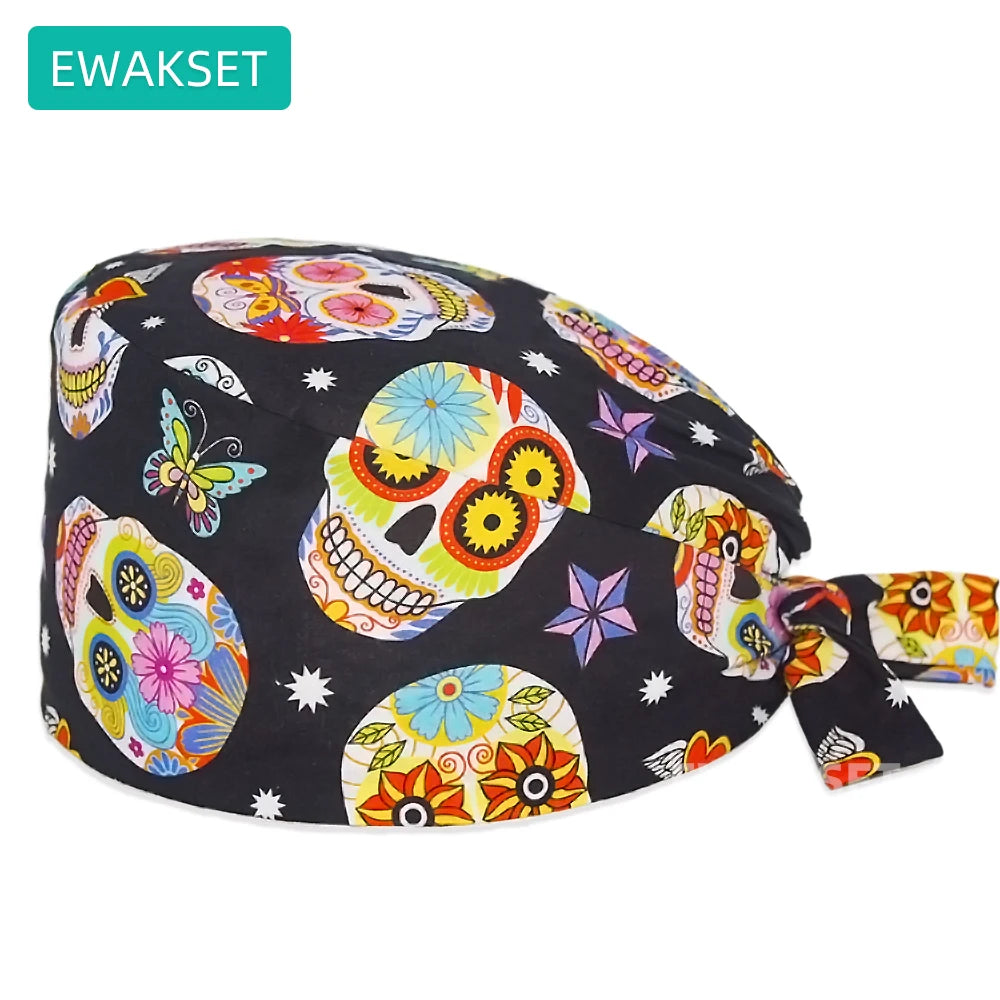 bonnet chirurgical réglable imprimé – mixte, multicolore, coton