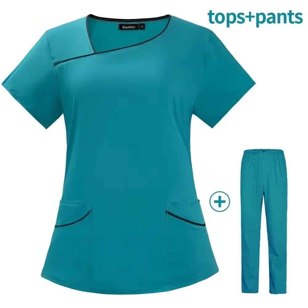 Blouse médicale femme 2025 – manches courtes, séchage rapide, multicolore