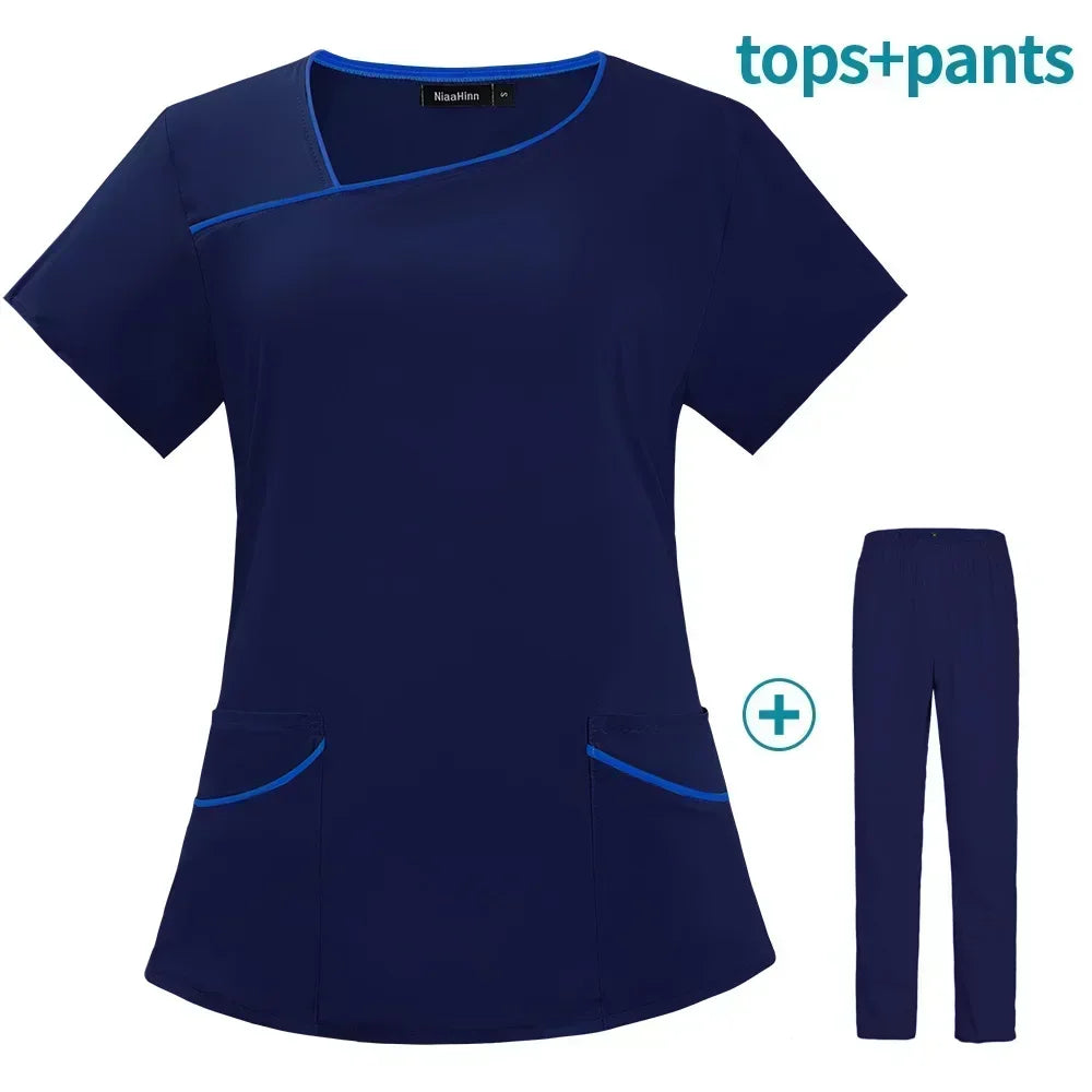 Blouse médicale femme 2025 – manches courtes, séchage rapide, multicolore