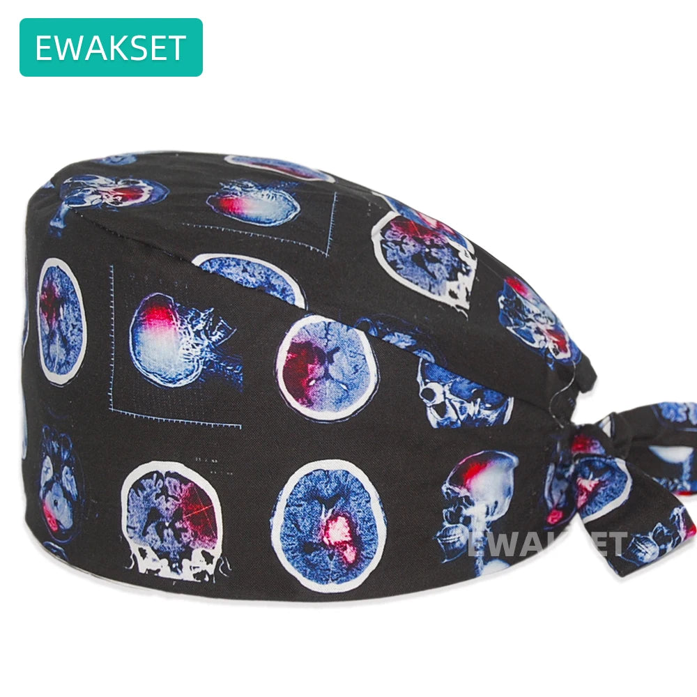 bonnet chirurgical réglable imprimé – mixte, multicolore, coton