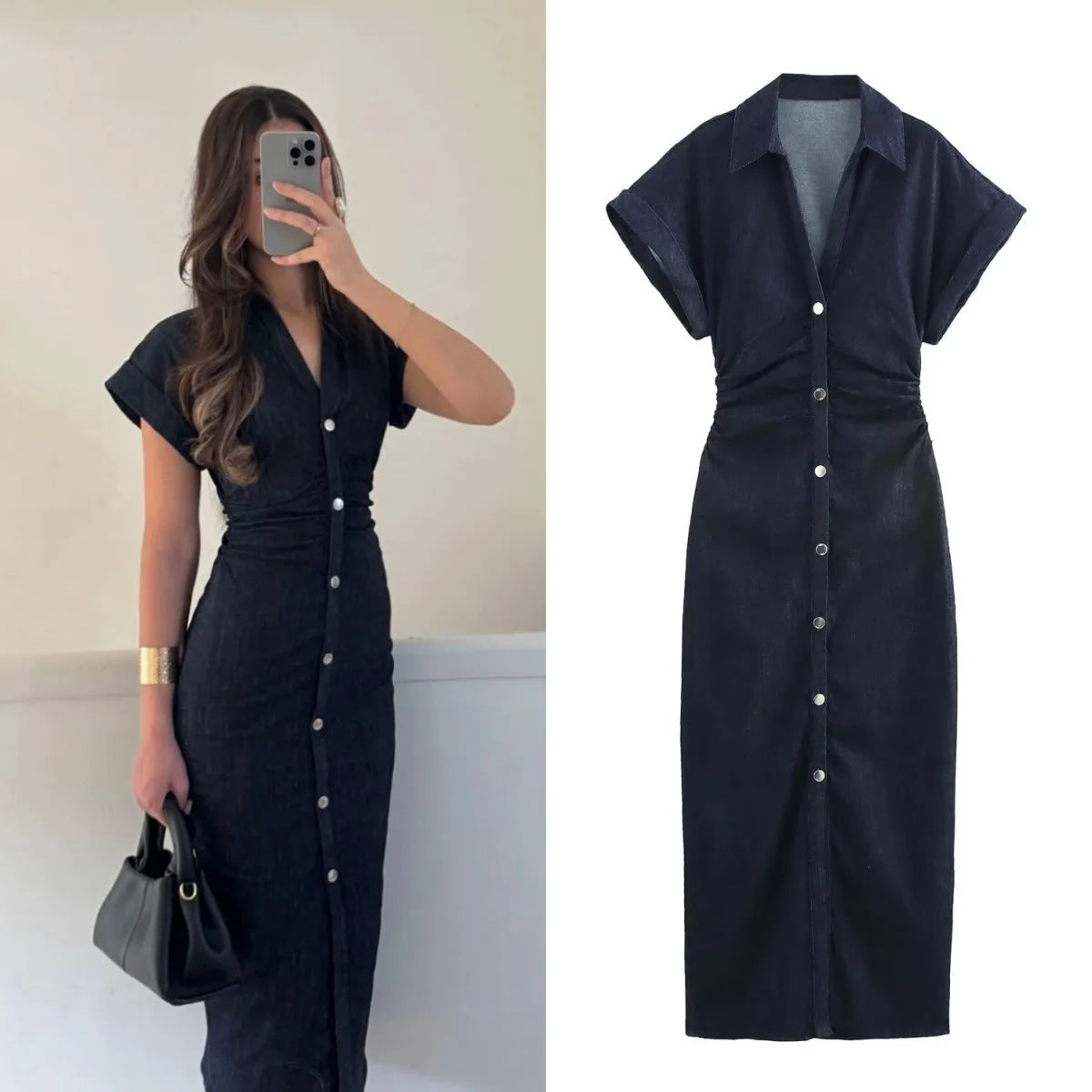 Robe en denim MIDI 1975 série - Printemps 2025
