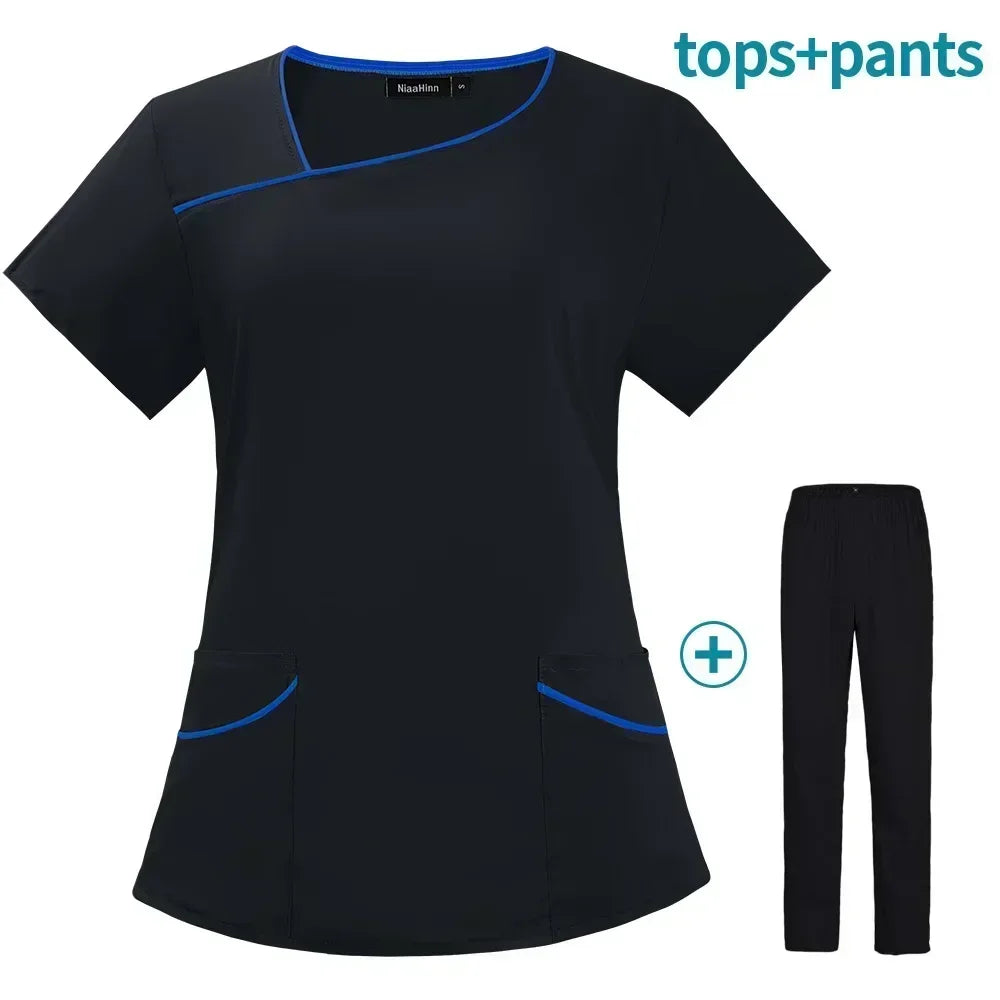 Blouse médicale femme 2025 – manches courtes, séchage rapide, multicolore