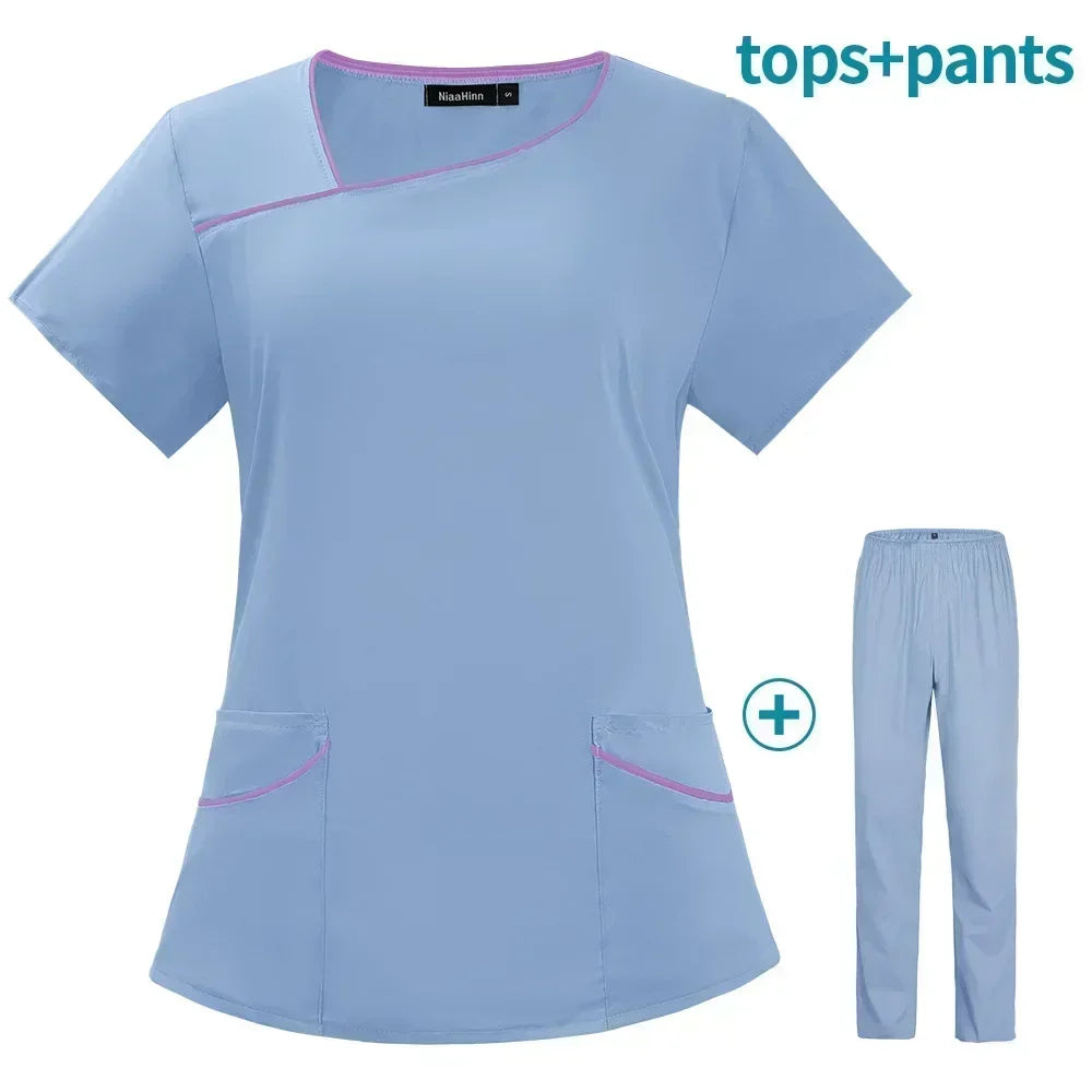 Blouse médicale femme 2025 – manches courtes, séchage rapide, multicolore