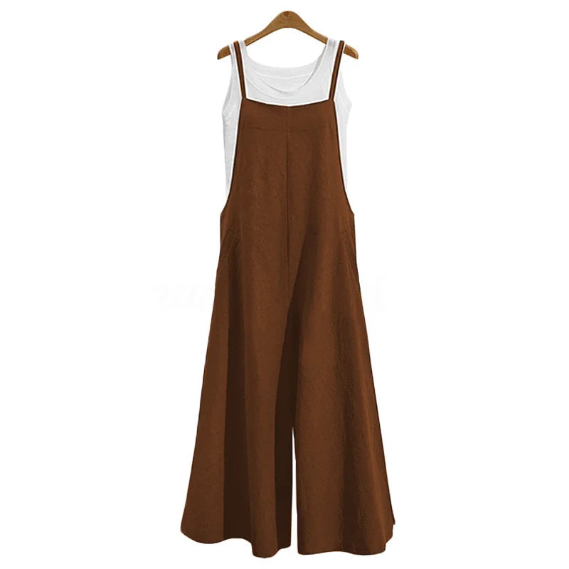 Combinaison Salopette Femme – Bretelles, Jambes Larges, Style Décontracté