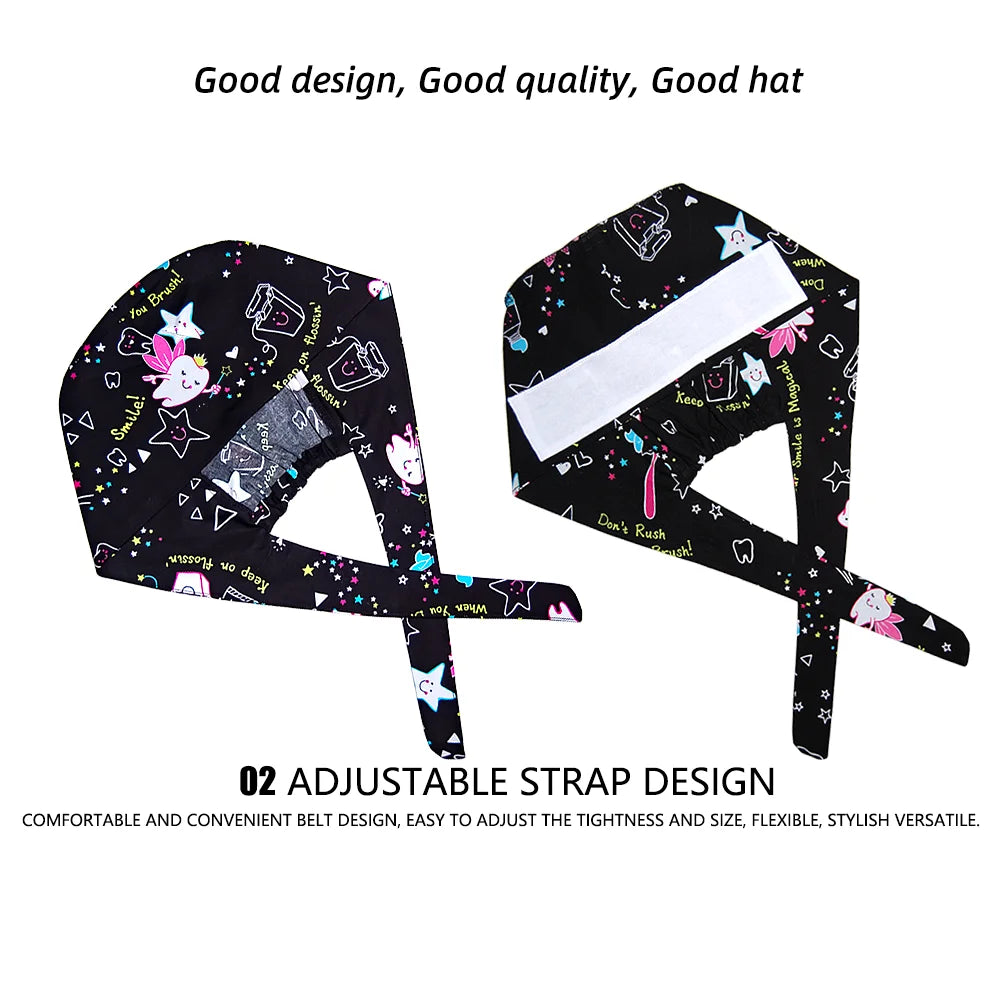 bonnet chirurgical réglable imprimé – mixte, multicolore, coton