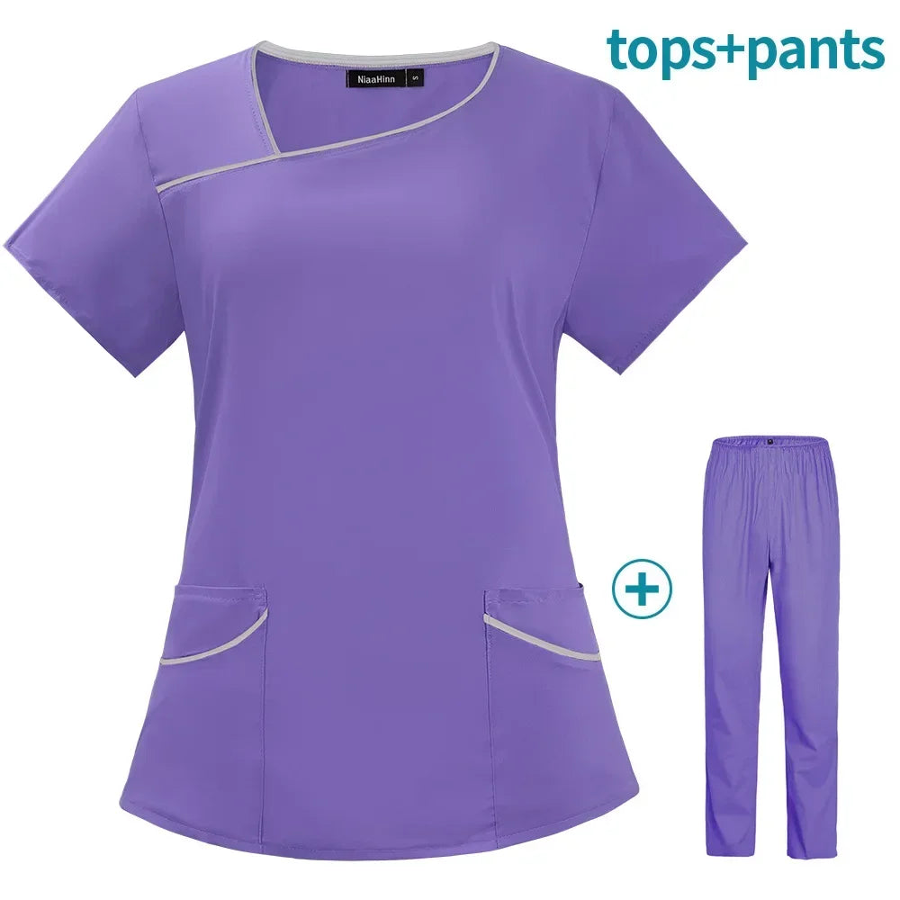 Blouse médicale femme 2025 – manches courtes, séchage rapide, multicolore