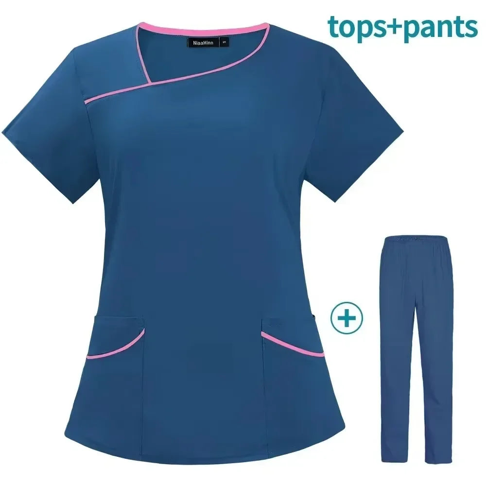Blouse médicale femme 2025 – manches courtes, séchage rapide, multicolore