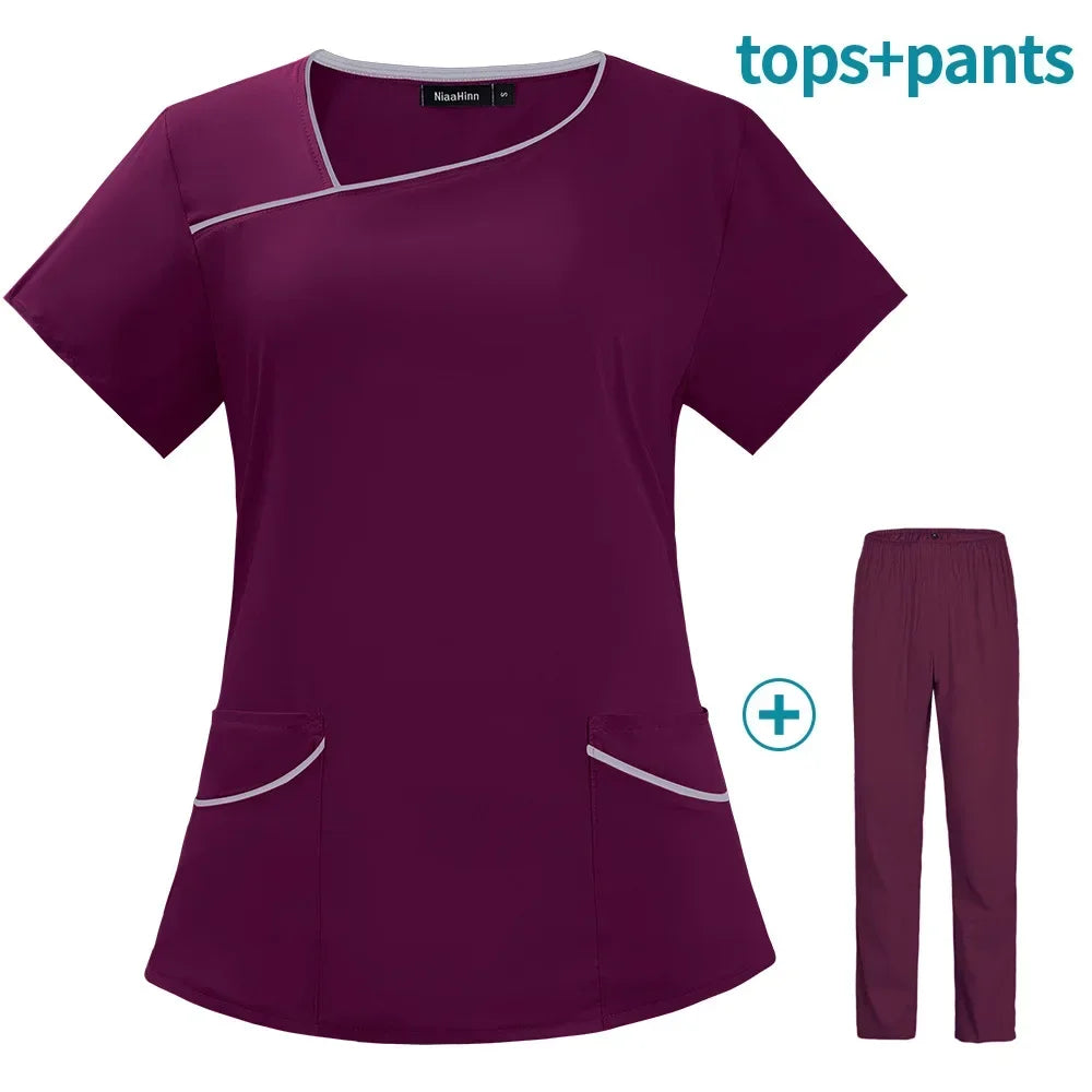 Blouse médicale femme 2025 – manches courtes, séchage rapide, multicolore