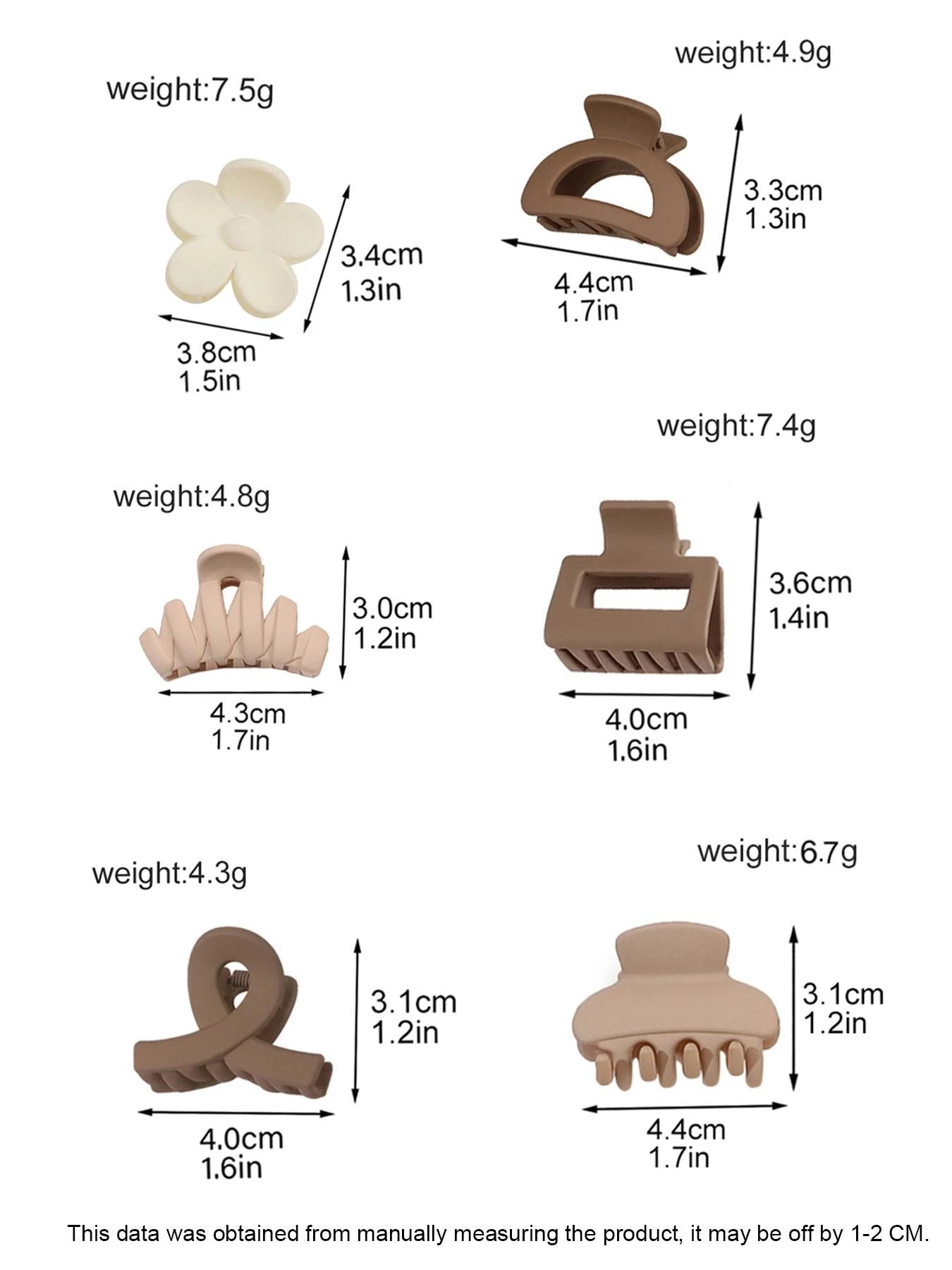 Lot de 5 petites pinces à cheveux fleuries mat pour femmes et filles – Clips à mâchoire antidérapants pour cheveux fins