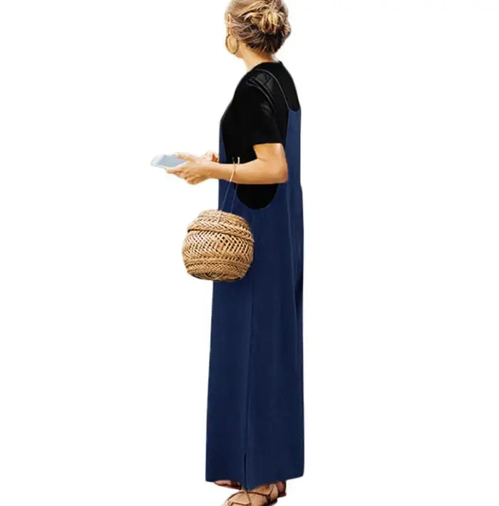 Combinaison Salopette Femme – Bretelles, Jambes Larges, Style Décontracté