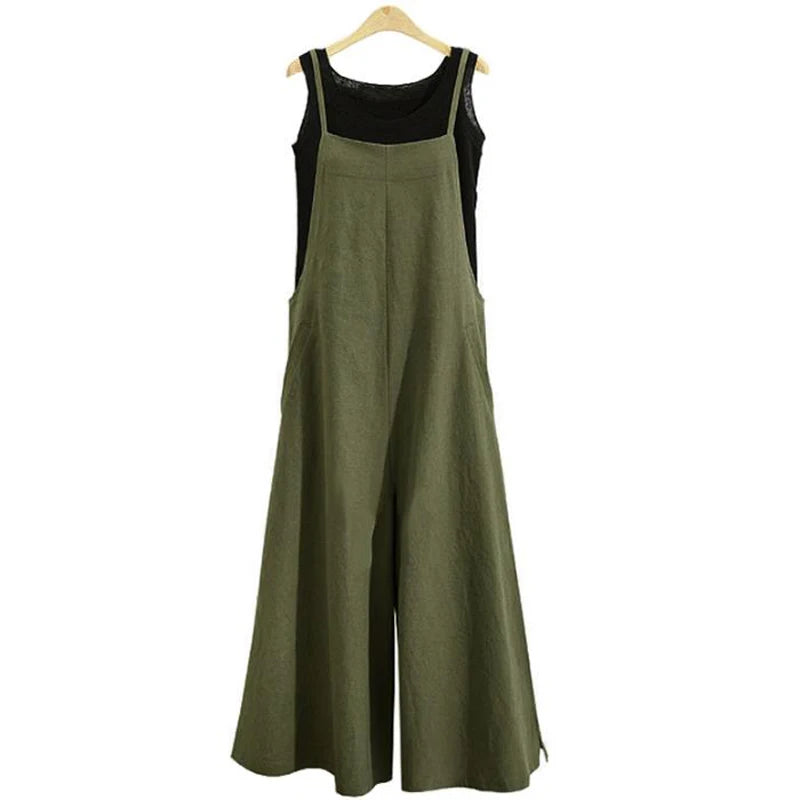 Combinaison Salopette Femme – Bretelles, Jambes Larges, Style Décontracté