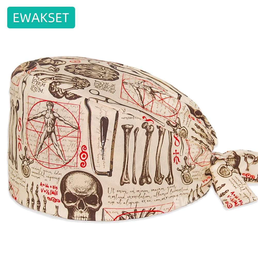 bonnet chirurgical réglable imprimé – mixte, multicolore, coton
