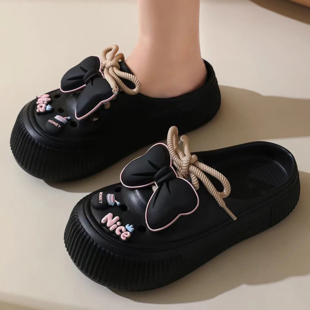 New Sandals DIY Platform Sandals for Women 2024 Summer Thick Sole Beach Sandals Woman Flowers Non Slip EVA Clogs Garden Shoes