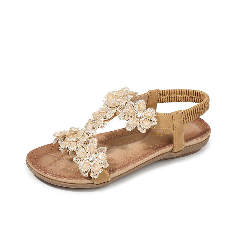 Sandales Femme Grande Taille – Style T avec Fleurs