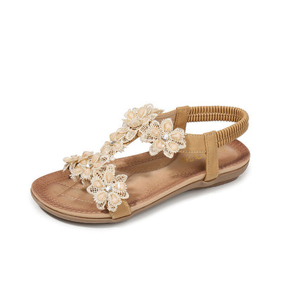 Sandales Femme Grande Taille – Style T avec Fleurs