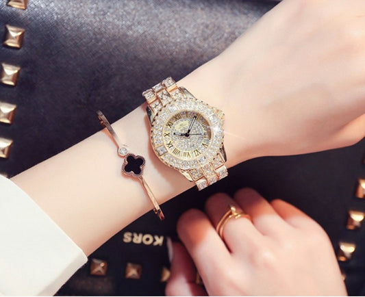 Bracelet montre Diamant pour femme En Cristal de Quartz Horloges