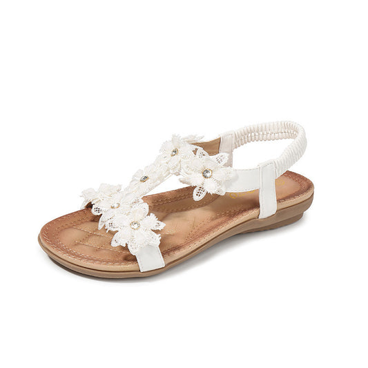 Sandales Femme Grande Taille – Style T avec Fleurs
