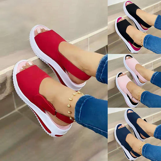 Sandales d'Été Décontractées Femme – Bout Ouvert avec Scratch (Velcro)