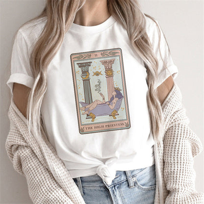 T-shirt Femme Imprimé Tarot – Haut Cartoon Féminin Mode et Tendance