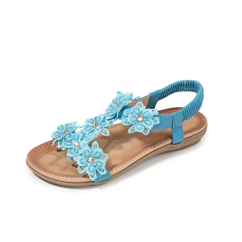 Sandales Femme Grande Taille – Style T avec Fleurs