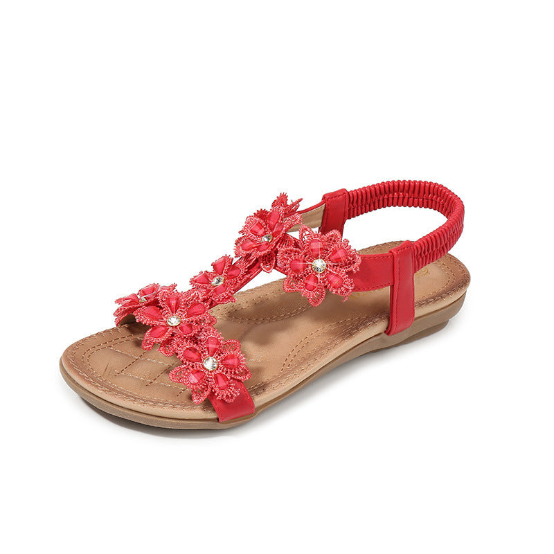 Sandales Femme Grande Taille – Style T avec Fleurs