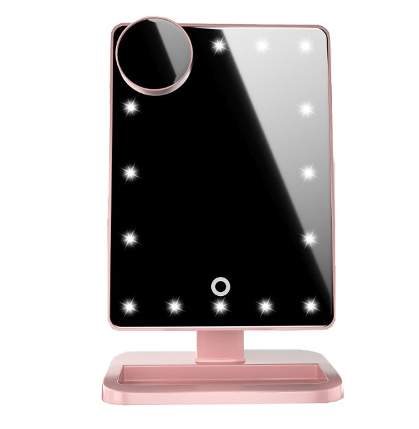 Miroir de maquillage à écran tactile avec 20 lumières LED, haut-parleur Bluetooth et miroir grossissant 10x avec éclairage.