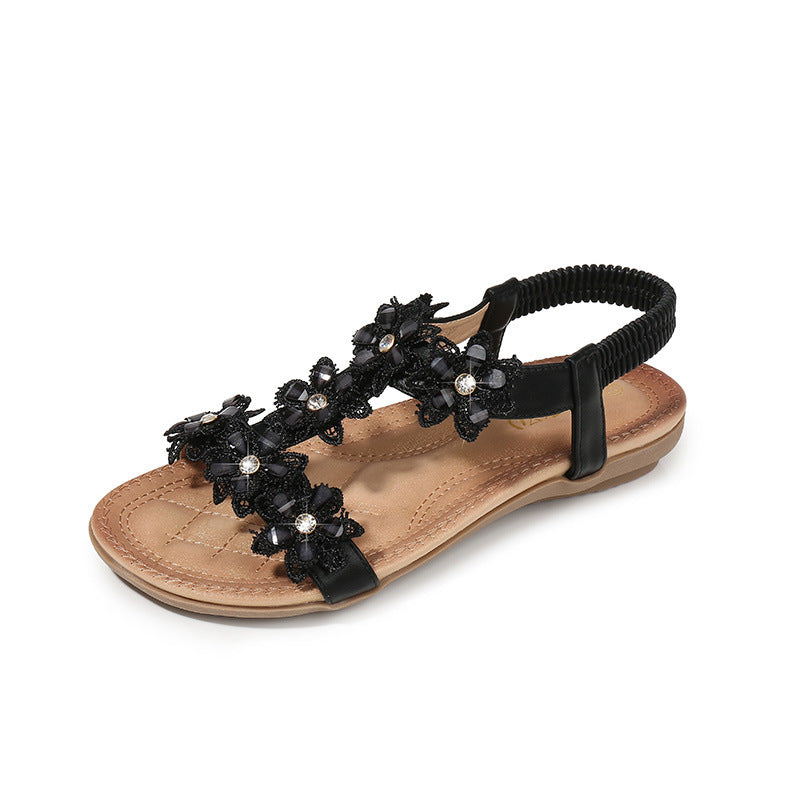 Sandales Femme Grande Taille – Style T avec Fleurs