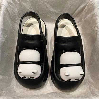 Pantoufles mignonnes 2025 avec lampe panda, sandales d'été femme, chaussures légères et amusantes